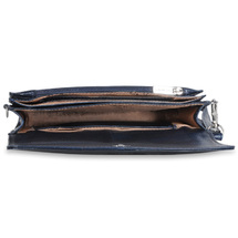 The Monte Liten Skulderveske / Clutch i Navy Kalveskinn -0,75L