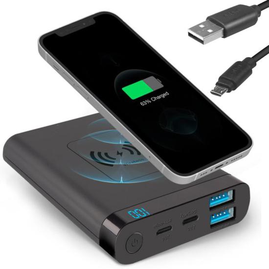 Sbs Lader / Powerbank med Trdls Lading - 10000 mAh