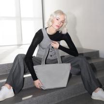 Reisenthel Herringbone Grey Shopper / Handlepose M 15 L - RECYCLED